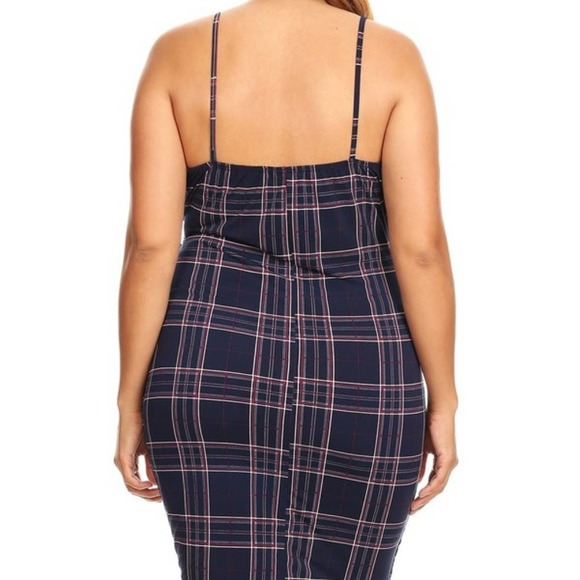 Plaid Sleeveless Dress (Bodycon) - Picture 2 of 2